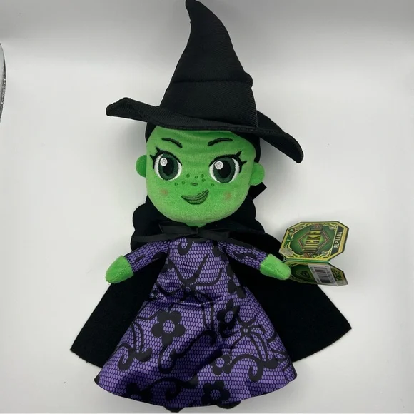Green Elphaba Witch Plush Doll with Black Hat and Purple Dress - Picture 8 of 10
